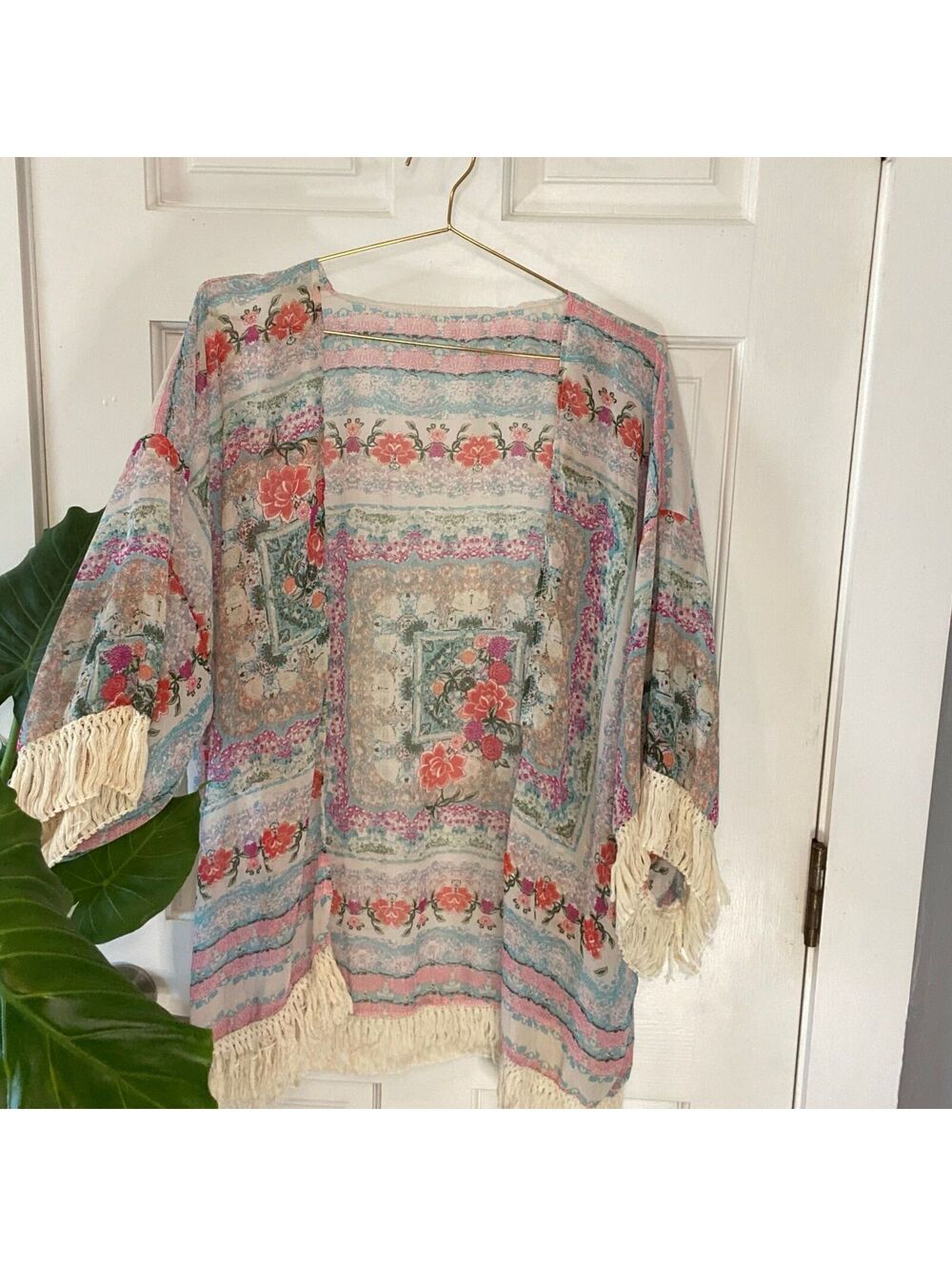 Boho Kimono Fringe Floral Festival Fairy Western Hippie Artsy